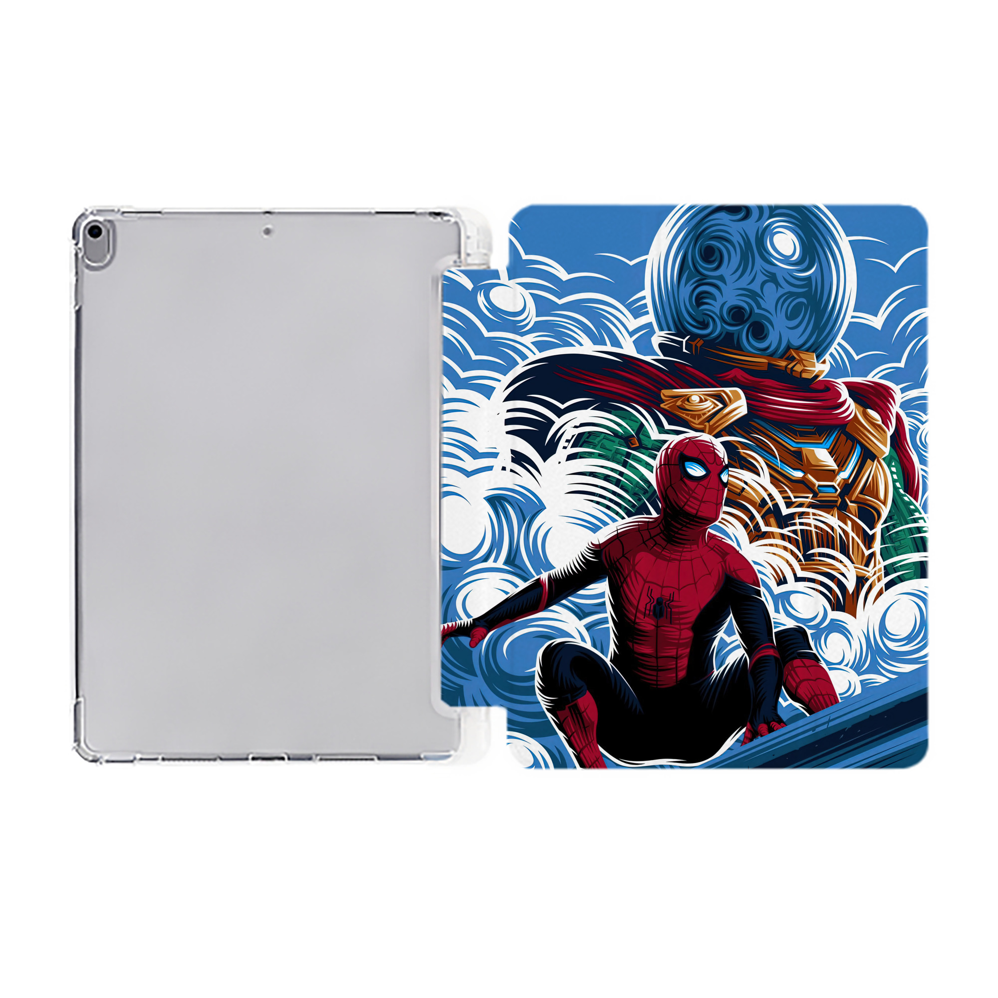 （画像用） Spider Man スパイダーマン IPad ケース ペン収納付き 三つ折りスタンド PUレザー×シリコン 対応機種9.5/10.5/10.9インチ